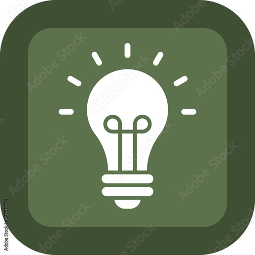 Bulb Glyph Green Box Icon