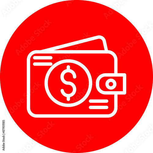 Wallet Vector Line White Circle Red
