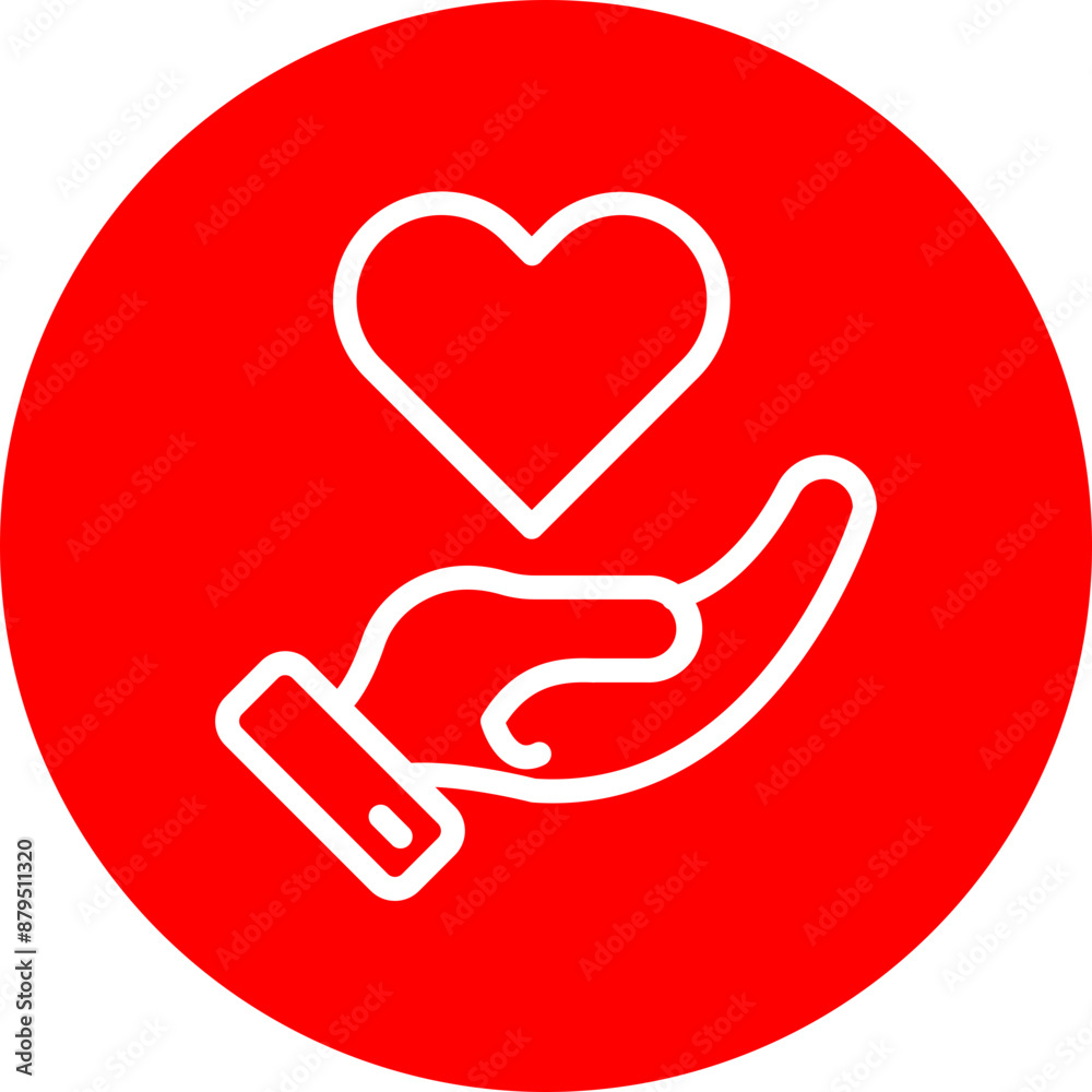 Donation Heart Vector Line White Circle Red Donation Heart Vector Line White Circle Red