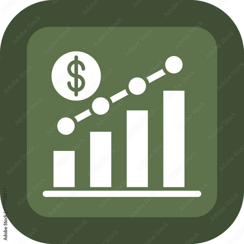 Business Growth Glyph Green Box Icon Business Growth Glyph Green Box Icon