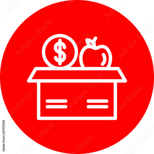 Donation Drive Vector Line White Circle Red