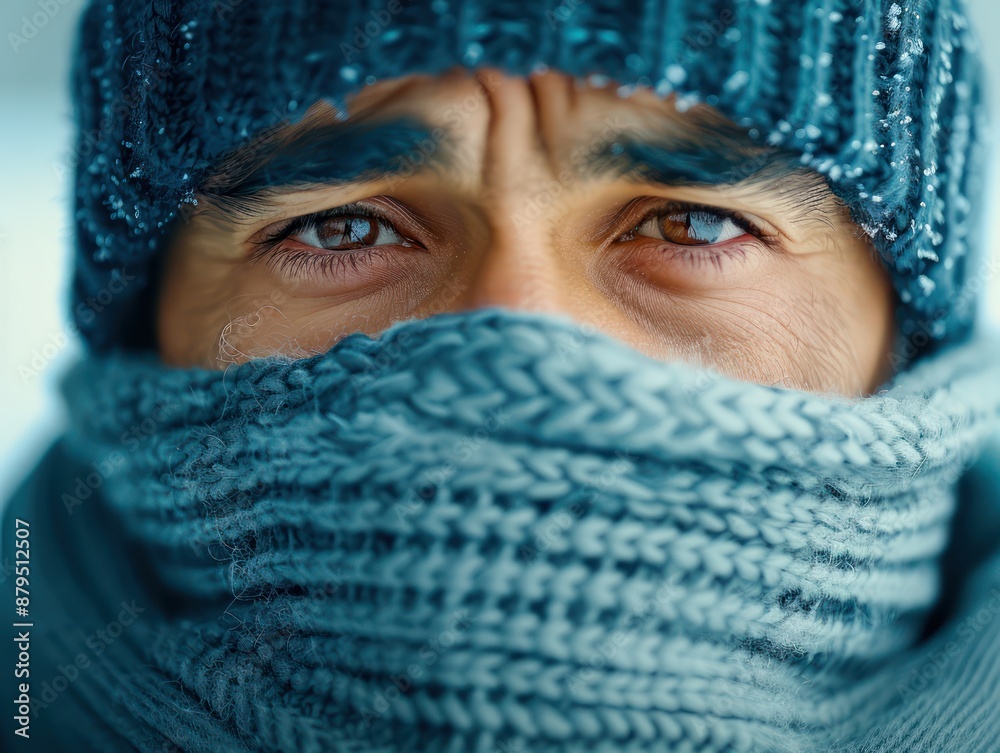 Man with a cold, suffering from a runny nose and feeling unwell during the winter season He is wearing a hat and scarf to stay warm but is still feeling the effects of the infection Symptoms of a Man with a cold, suffering from a runny nose and feeling unwell during the winter season He is wearing a hat and scarf to stay warm but is still feeling the effects of the infection Symptoms of a