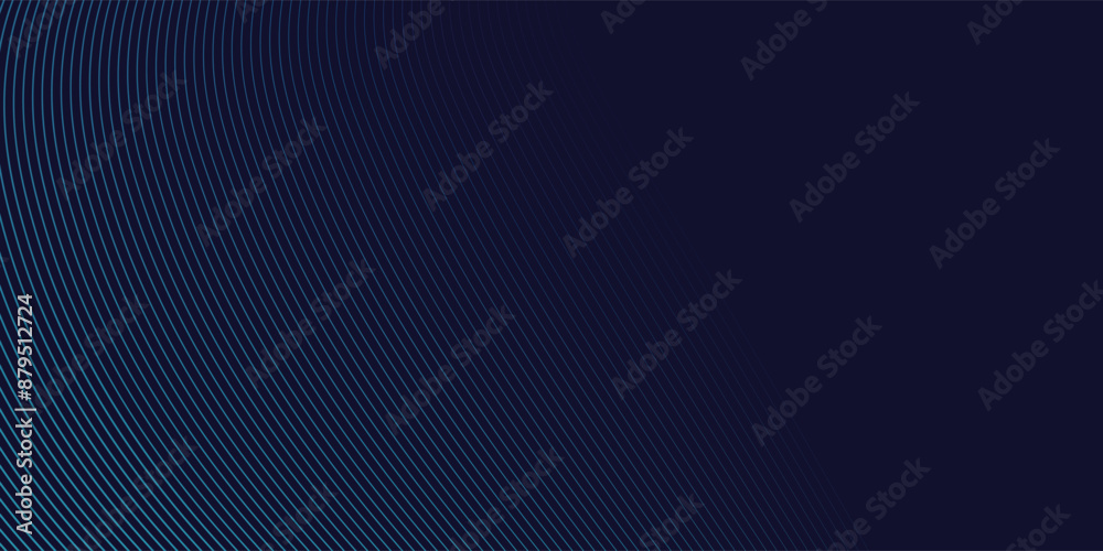 Obraz premium Dark abstract background with glowing wave. Shiny moving lines design element. Modern purple blue gradient flowing wave lines. Futuristic technology concept. Vector illustration design