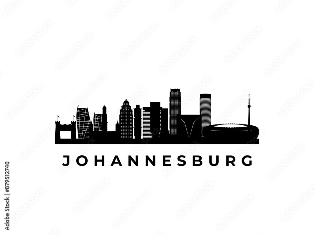 Naklejka premium Vector Johannesburg skyline. Travel Johannesburg famous landmarks. Business and tourism concept for presentation, banner, web site.