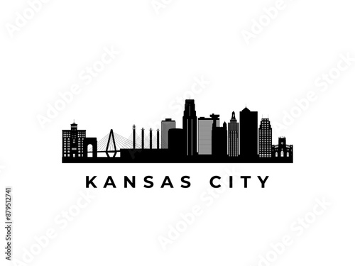 Vector Kansas City skyline. Travel Kansas City famous landmarks. Business and tourism concept for presentation, banner, web site.