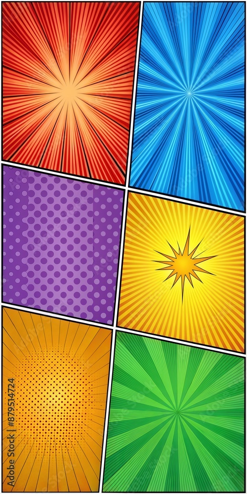 Fototapeta premium a set of six different color burst backgrounds