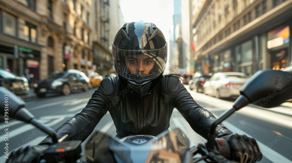 POV closeup of a man with black helmet driving a motorcycle on a public road with sweeping effect POV closeup of a man with black helmet driving a motorcycle on a public road with sweeping effect