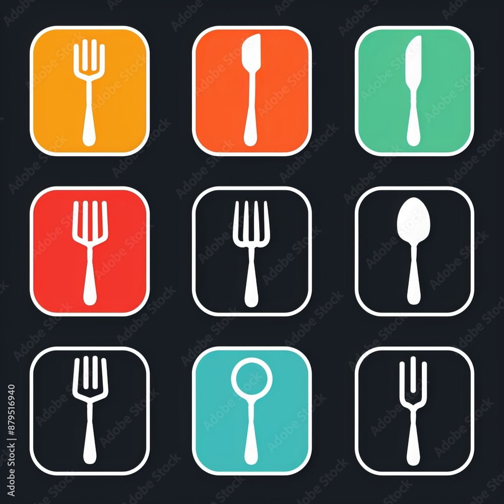 Fork & spoon icon vector set. Restaurant utensil symbol. Dinner dish or plate with spoon and fork sign outline for apps and websites. Generative AI Fork & spoon icon vector set. Restaurant utensil symbol. Dinner dish or plate with spoon and fork sign outline for apps and websites. Generative AI
