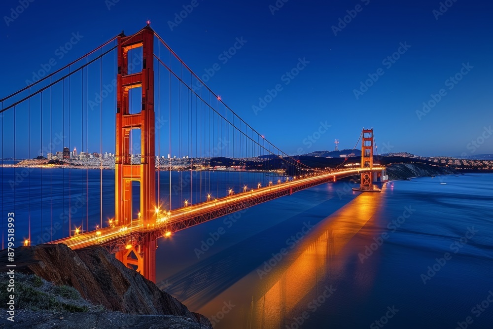 Naklejka premium Night in Florianópolis and the Hercules Luz bridge in Santa Catarina, Brazil
