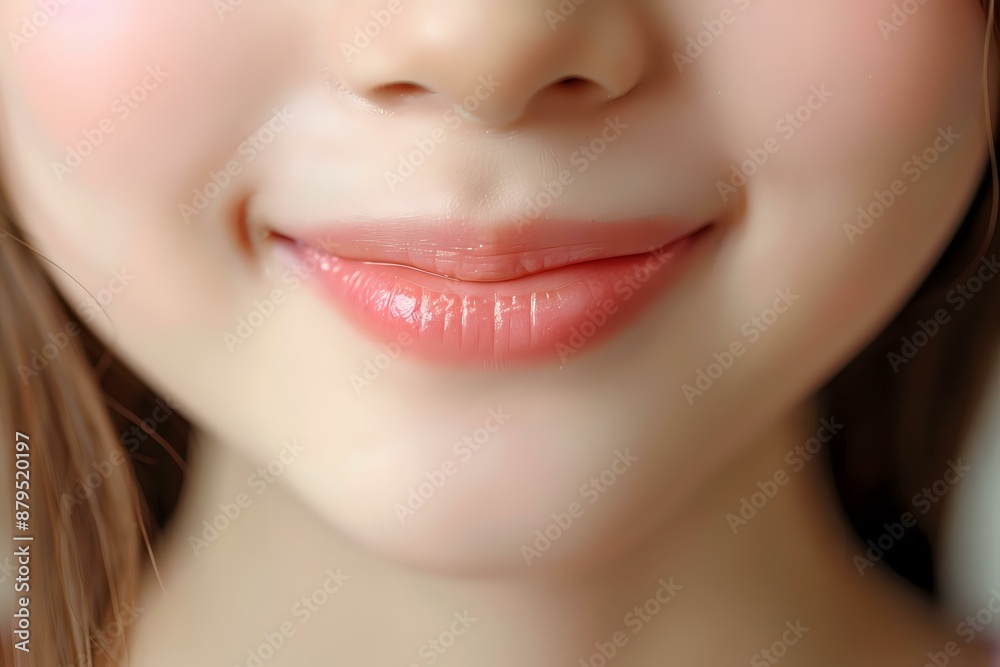 Close-up of a young woman's smiling lips. Perfect for beauty, skincare, and dental health themes in advertising and promotional materials. Close-up of a young woman's smiling lips. Perfect for beauty, skincare, and dental health themes in advertising and promotional materials.