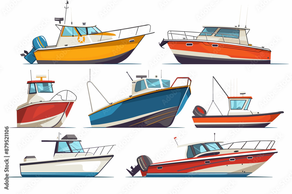 Vector set of Ships and Boats Isolated on White Background. Cartoon Vector Illustration of Different Marine Vessels Vector set of Ships and Boats Isolated on White Background. Cartoon Vector Illustration of Different Marine Vessels