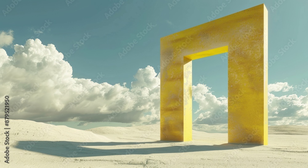 Abstract Yellow Gateway in a Desert Landscape Abstract Yellow Gateway in a Desert Landscape