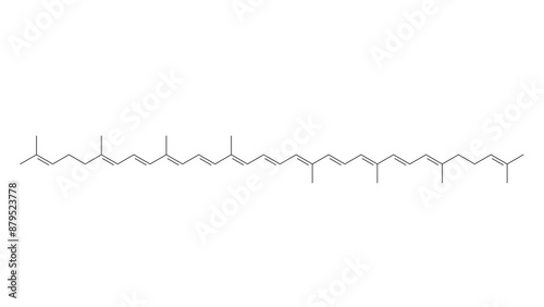 Obraz na plátně lycopene molecule, structural chemical formula, ball-and-stick model, isolated i