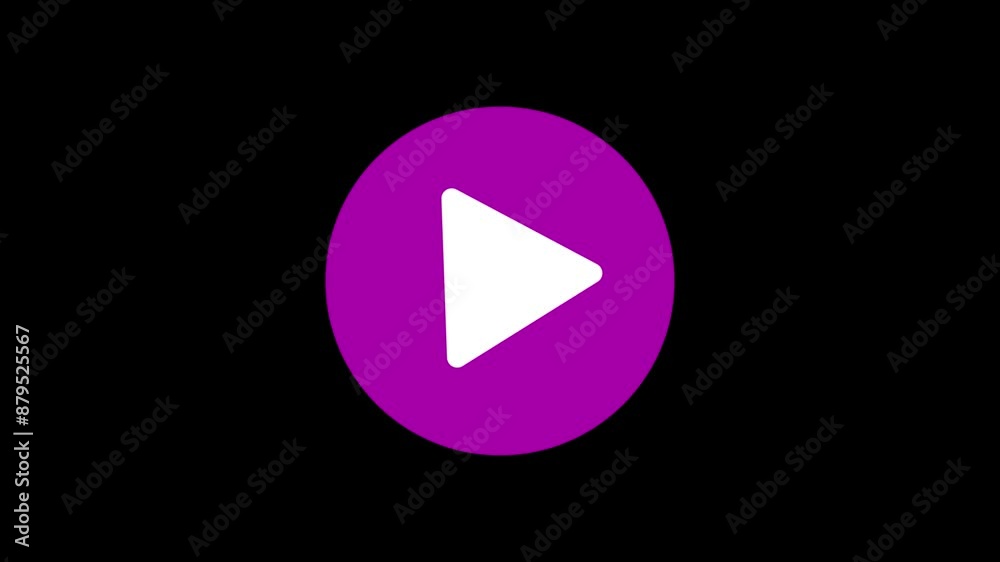 Play button icon animation and black background.