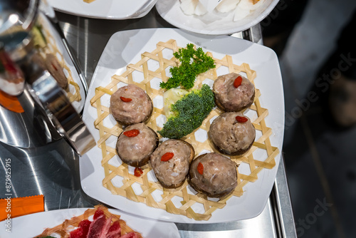 Steamed food in water bath, a new form of cooking in Vietnam. Brings little health benefits and is delicious photo