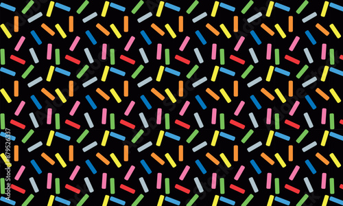 Donut, sweet confetti background. Sweet cake, donut confetti texture, seamless pattern. Colorful candy topping seamless background wallpaper. 