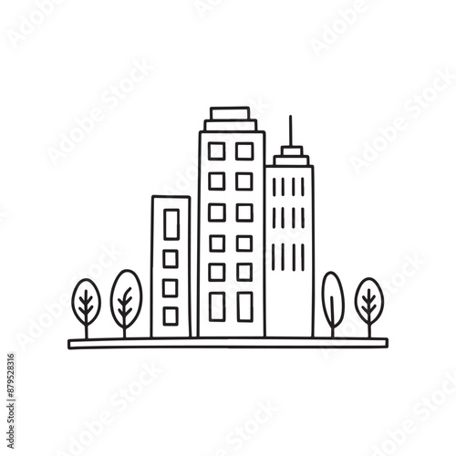 Illustration Doodle of an architectural model with tiny trees and buildings