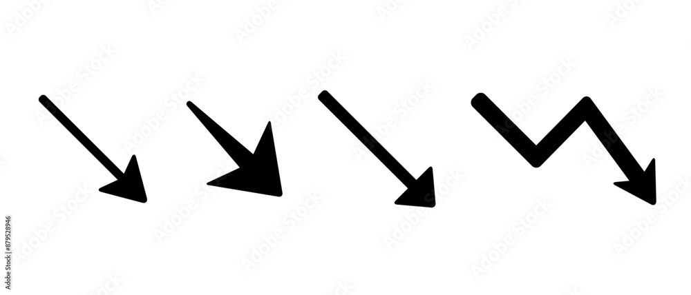 Decrease arrow icon set in generic style. Down direction sign symbol Decrease arrow icon set in generic style. Down direction sign symbol