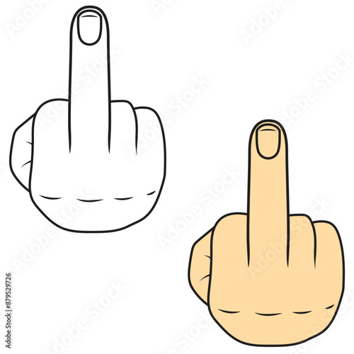 Middle finger vector illustration. Finger line art
