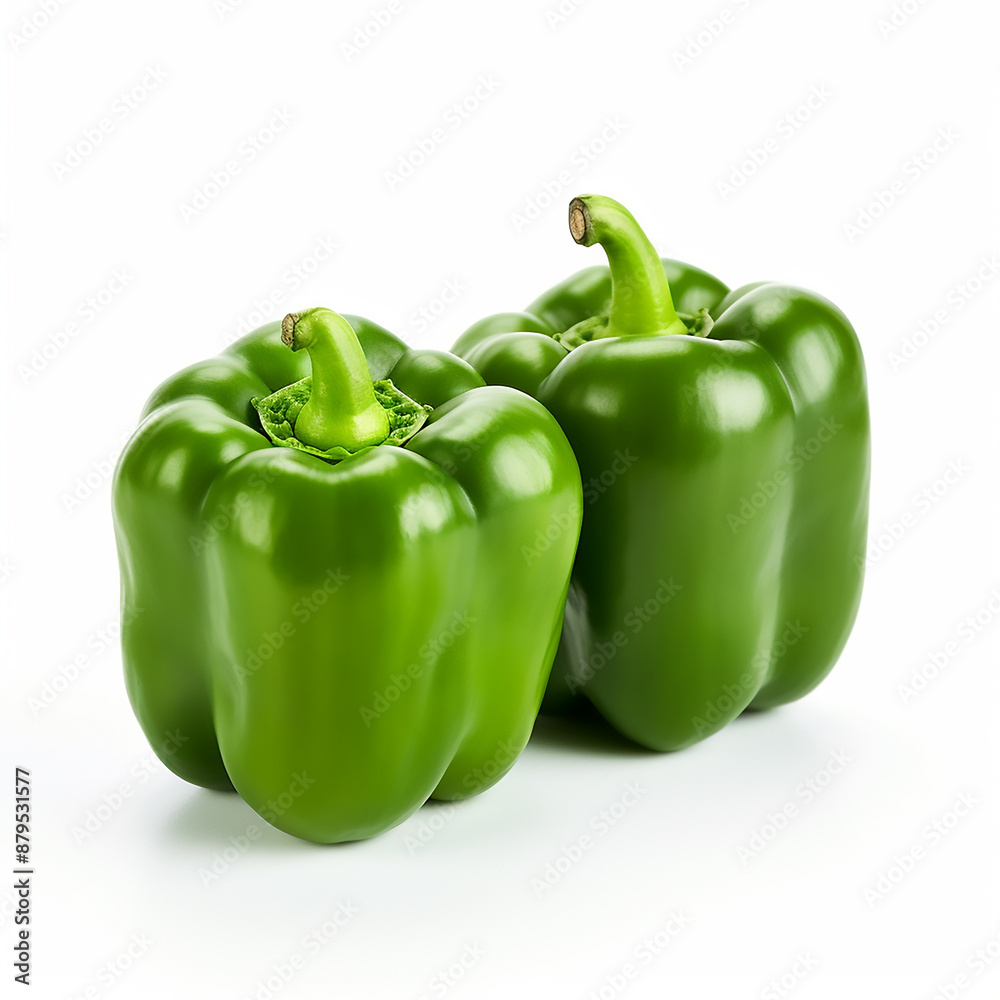 Fresh green bell pepper isolated on a white background Fresh green bell pepper isolated on a white background