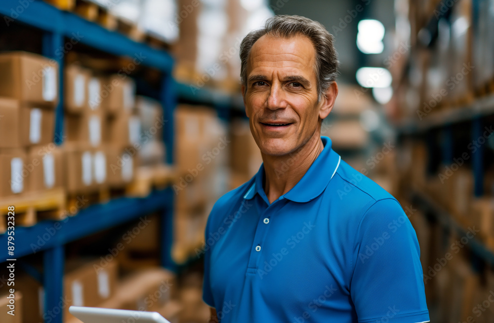 Fototapeta premium Warehouse Manager with Digital Tablet