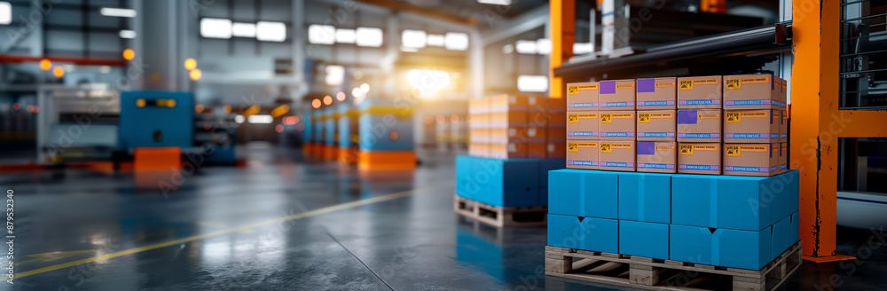 Industrial Warehouse with Stacked Boxes
Industrial Warehouse with Stacked Boxes