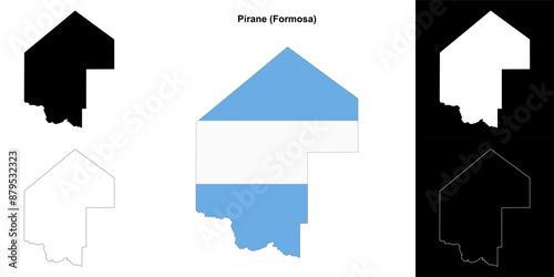 Pirane department (Formosa) outline map set