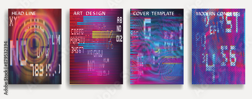 Glitch distorted geometric background . Modern art design . Noise destroyed glitched poster . Trendy defect error background with speed lines . Glitched artwork  .Hologram effect .vector 