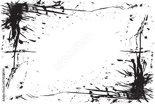 Black Traced Vector Texture on White Background - Monochrome Grunge Overlay