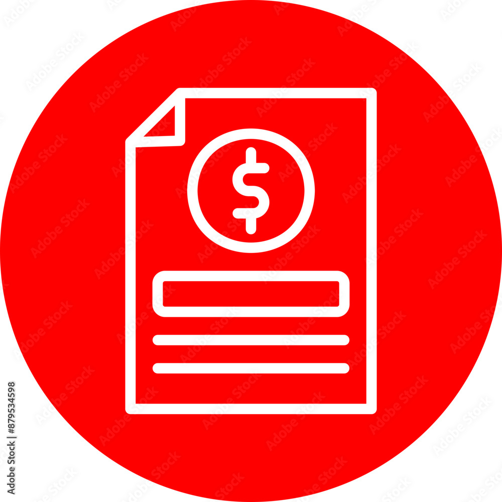 Document Vector Line White Circle Red Document Vector Line White Circle Red