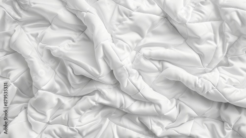 top view of white quilted duvet , mockup photo