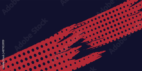 Red halftone dots blue color pattern gradient grunge texture background. Dot pop art comic sport style vector illustration