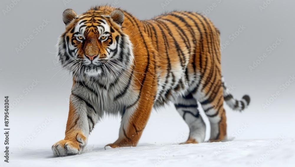 Fototapeta premium A Majestic Siberian Tiger Striding Through the Snow
