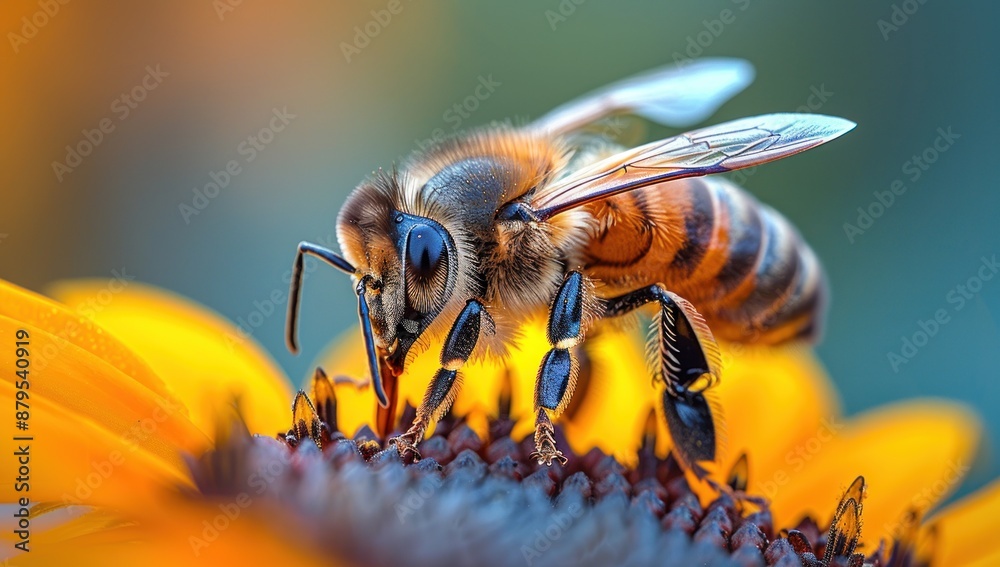 Honey Bee Collecting Pollen on a Sunflower Honey Bee Collecting Pollen on a Sunflower