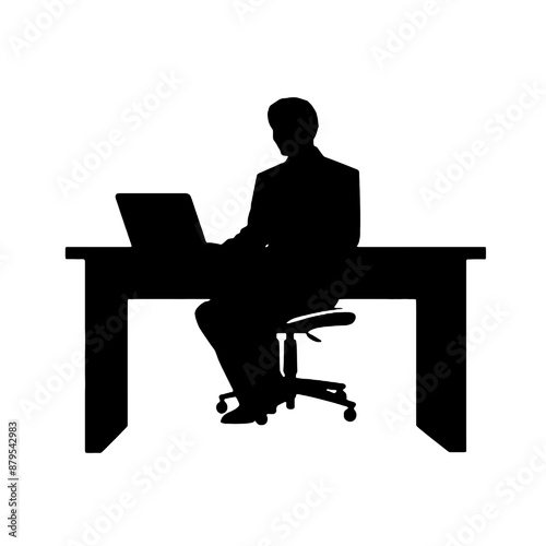 silhouette of a man working on a laptop