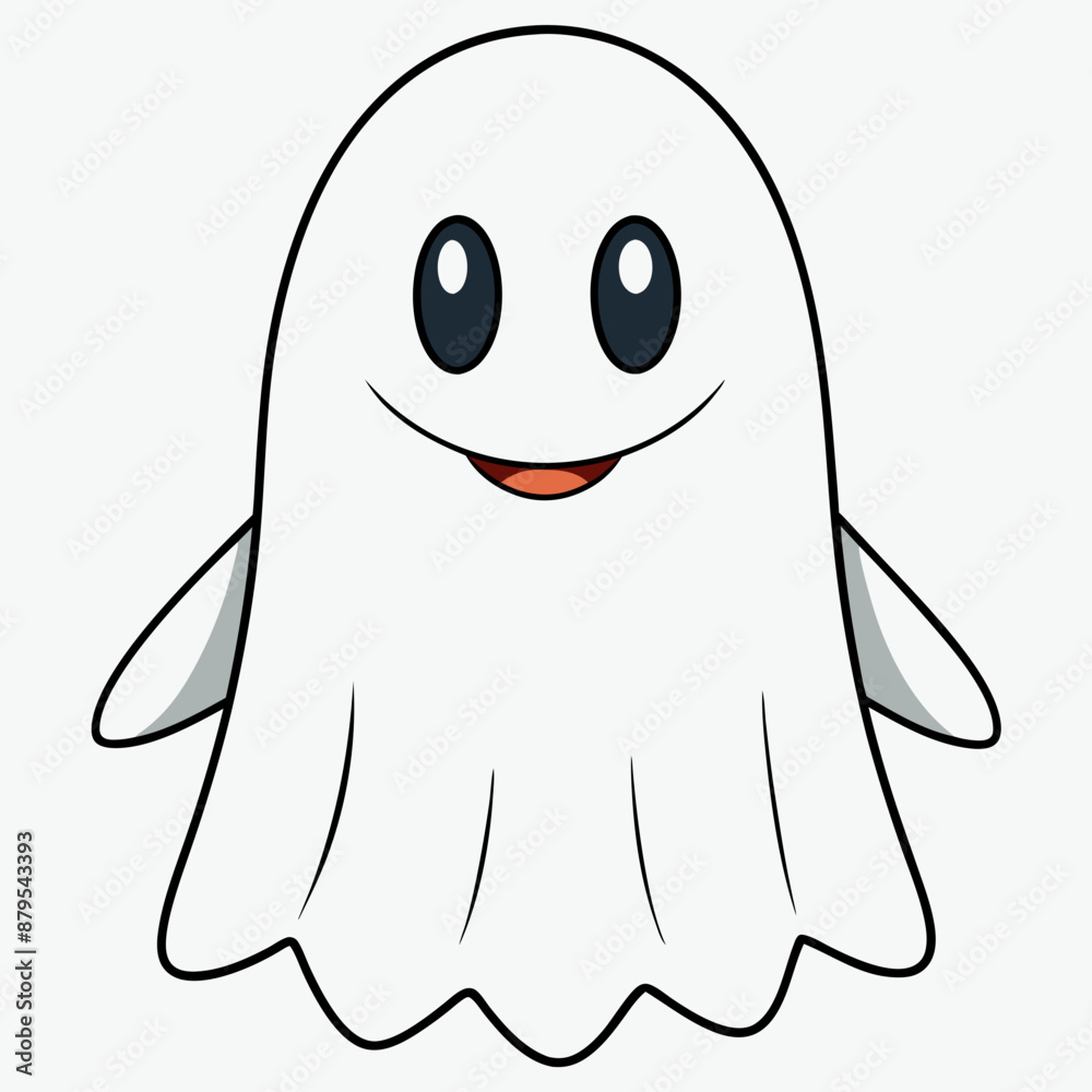 Ghost vector illustration, spooky vector art, ghost silhouette, Mushroom cap on ghost's head Ghost vector illustration, spooky vector art, ghost silhouette, Mushroom cap on ghost's head