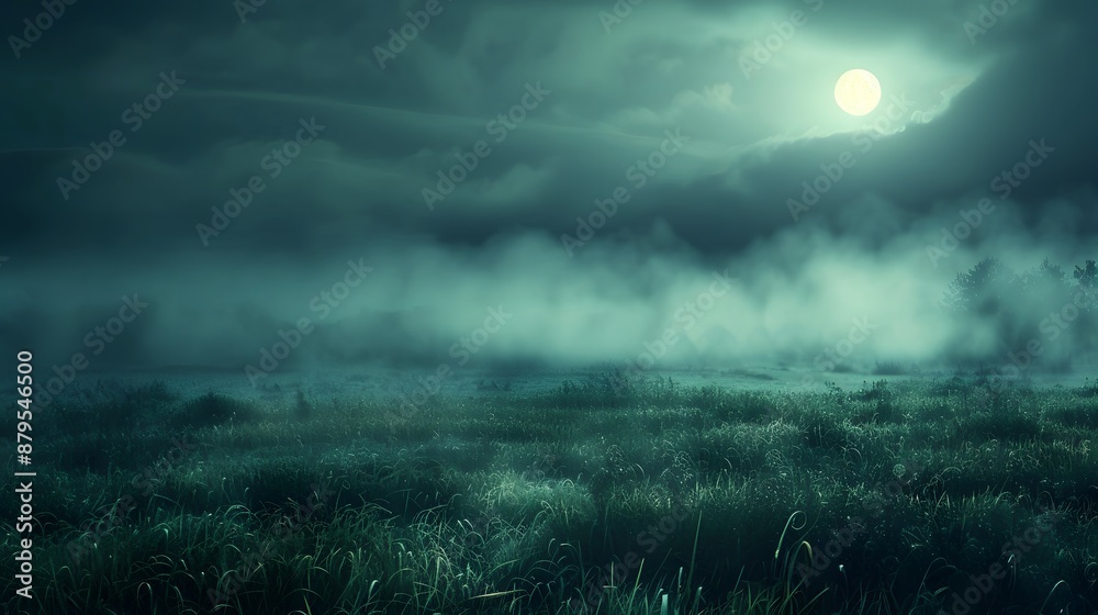 Fototapeta premium Full Moon in a Foggy Night.