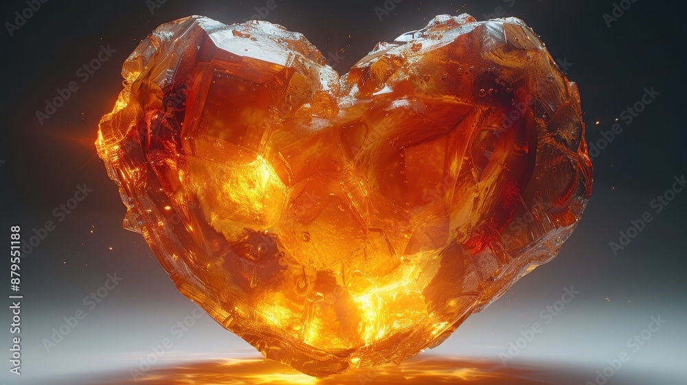 A glowing heart-shaped crystal radiates warm light, symbolizing love, warmth, and passion. Perfect for artistic, romantic, or fantasy designs. A glowing heart-shaped crystal radiates warm light, symbolizing love, warmth, and passion. Perfect for artistic, romantic, or fantasy designs.