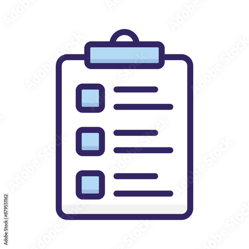 Carefully designed checklist icon represents a list of tasks or items to be completed, often used in productivity and organization apps