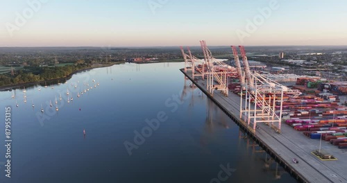 Discover captivating visuals of Southampton Container Port, showcasing bustling activity, impressive cranes, and vibrant shipping containers in this renowned maritime hub. 