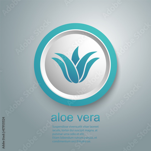 Aloe Vera green logo icon for natural organic product package label. Isolated Aloe Vera leaf sign for cosmetic or moisturizer cream packaging design template
