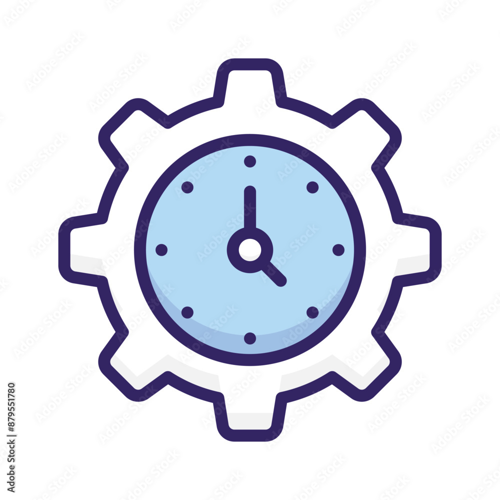 Clock with gear showing concept vector of time management, high quality graphics Clock with gear showing concept vector of time management, high quality graphics