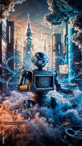 Futuristic Robotic Video Post Production Cyberpunk Metropolis photo