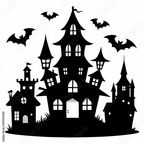 Wallpaper Mural Scary Halloween house vector illustration, Halloween haunted house vector art, haunted house silhouette, haunted house Torontodigital.ca