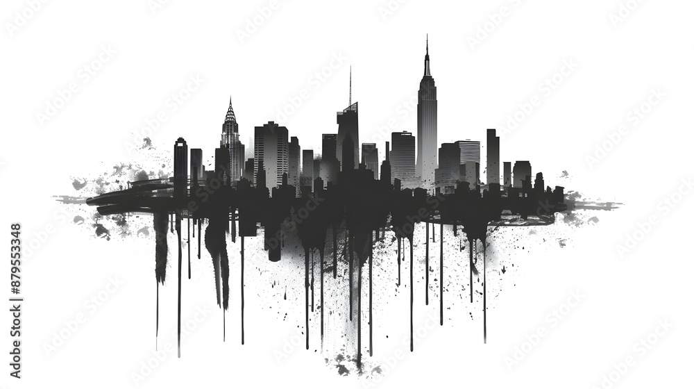 Fototapeta premium Dramatic Silhouette of Towering Cityscape against Moody Backdrop