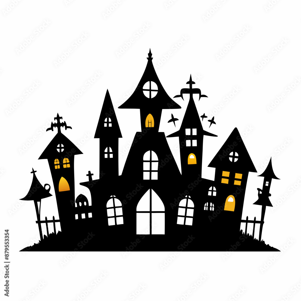 Scary Halloween house vector illustration, Halloween haunted house vector art, haunted house silhouette, haunted house Scary Halloween house vector illustration, Halloween haunted house vector art, haunted house silhouette, haunted house