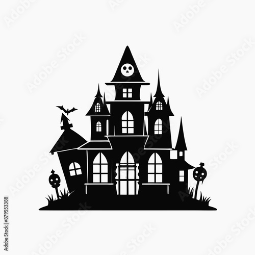 Wallpaper Mural Scary Halloween house vector illustration, Halloween haunted house vector art, haunted house silhouette, haunted house Torontodigital.ca
