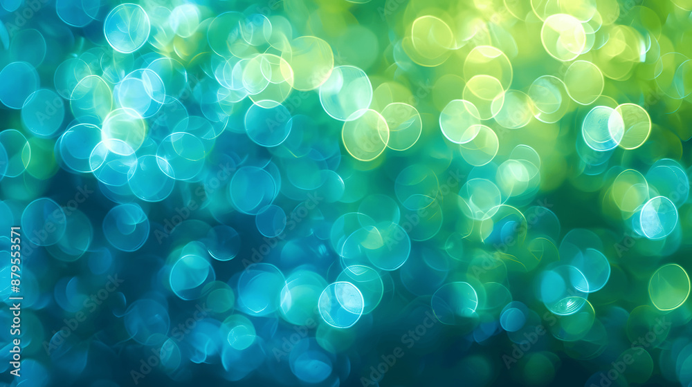 Abstract background with cool-toned bokeh effect in blue and green