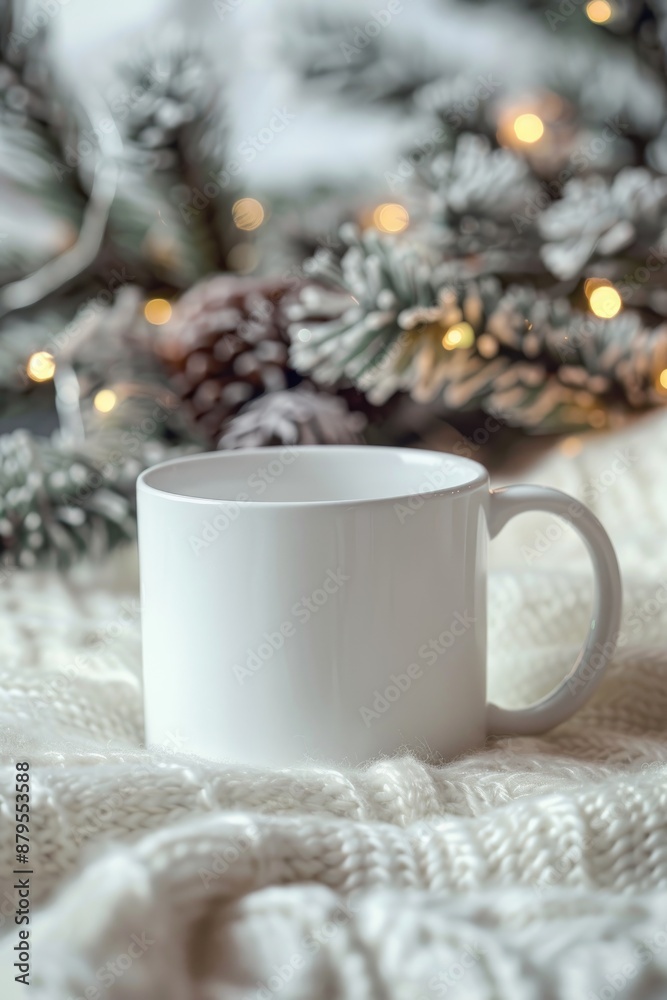 Cozy Winter Comfort with Warm Mug and Festive Decorations Cozy Winter Comfort with Warm Mug and Festive Decorations