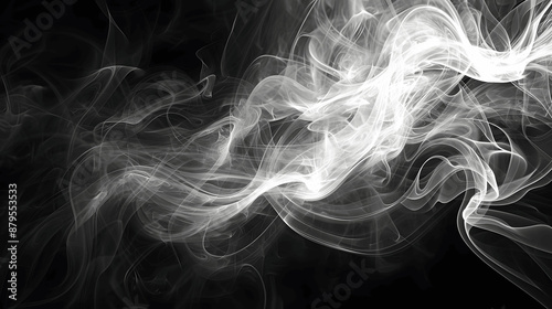 Abstract background with delicate smoke swirls in white and gray